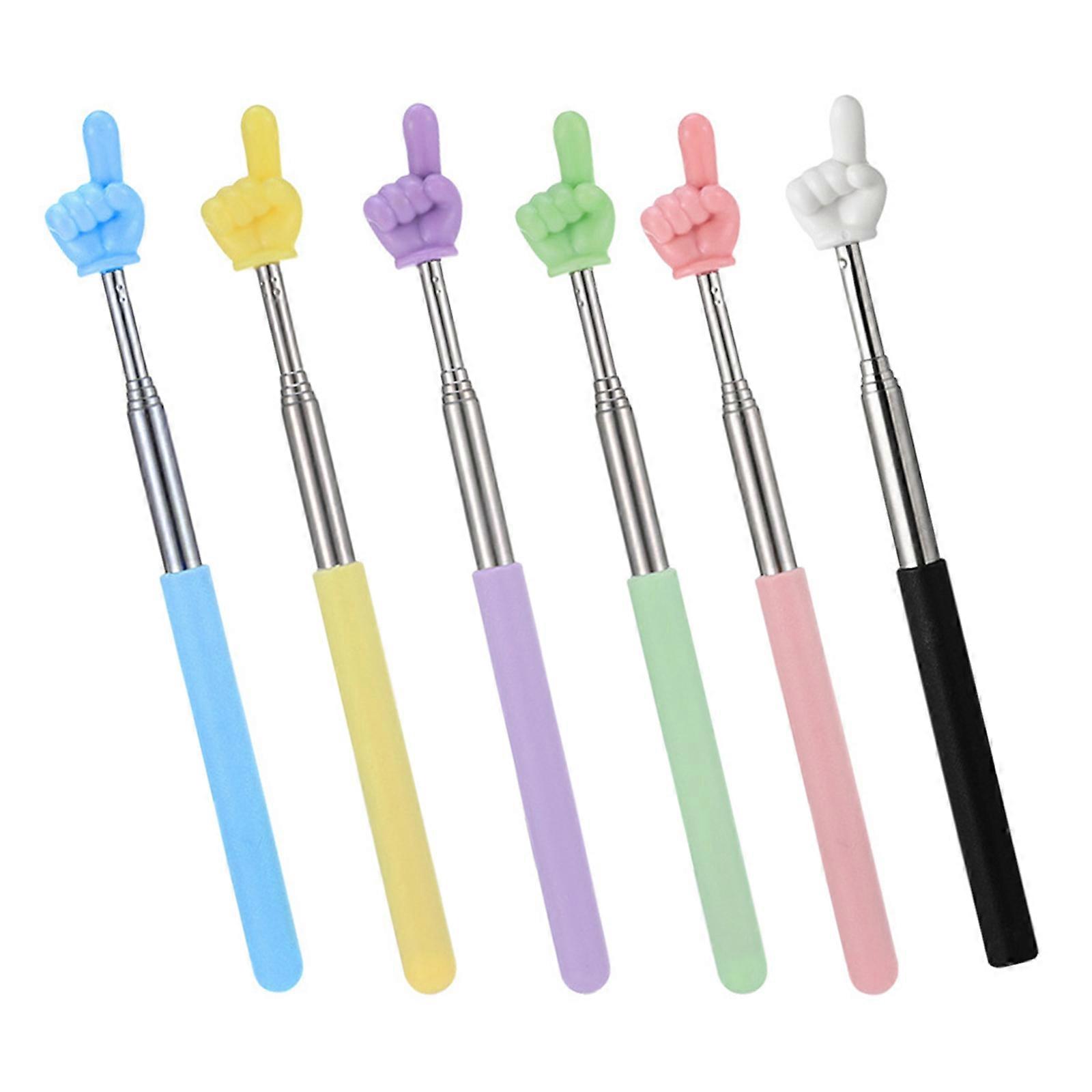 6 Pcs Telescopic Teachers Pointer Extendable Hand Pointer Stick Classroom Finger Pointer Stick for Kindergarten Multicolor