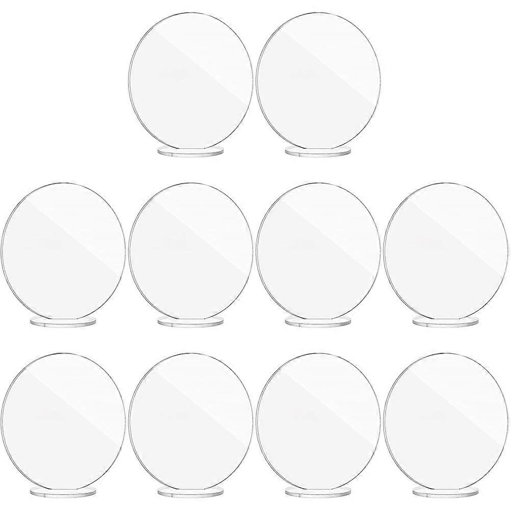 Reception Supplies Acrylic Place Cards Round Top Square Base For Weddings 2.36X2.36X0.16in Information Display 10Pcs