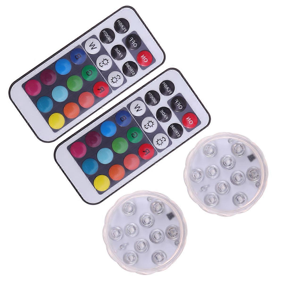 Rgb Pool Light With Remote Underwater Decoration Multi Colored 7X7X2 8Cm 2Pcs