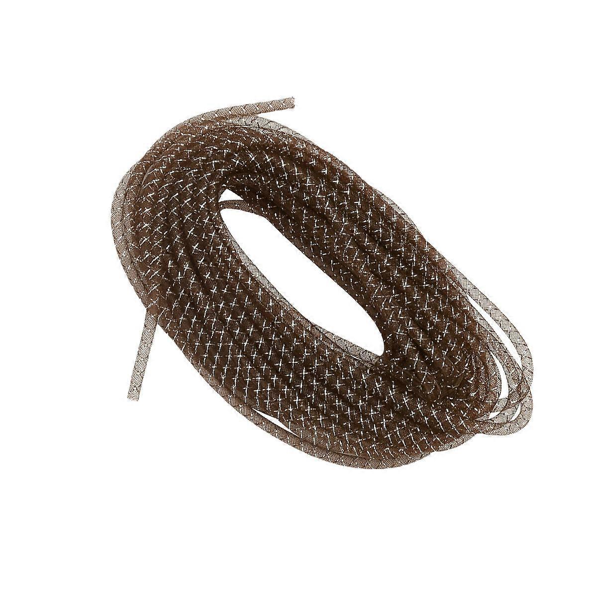 Polyester Yarn Cord for DIY Crafts Making Premium Elastic Mesh Tube 25m Coffee Color