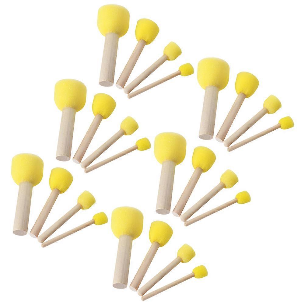 40 pinceaux ronds en éponge avec manches en bois pour projets artistiques DIY, idéaux pour les activités manuelles et le dessin créatif des enfants.