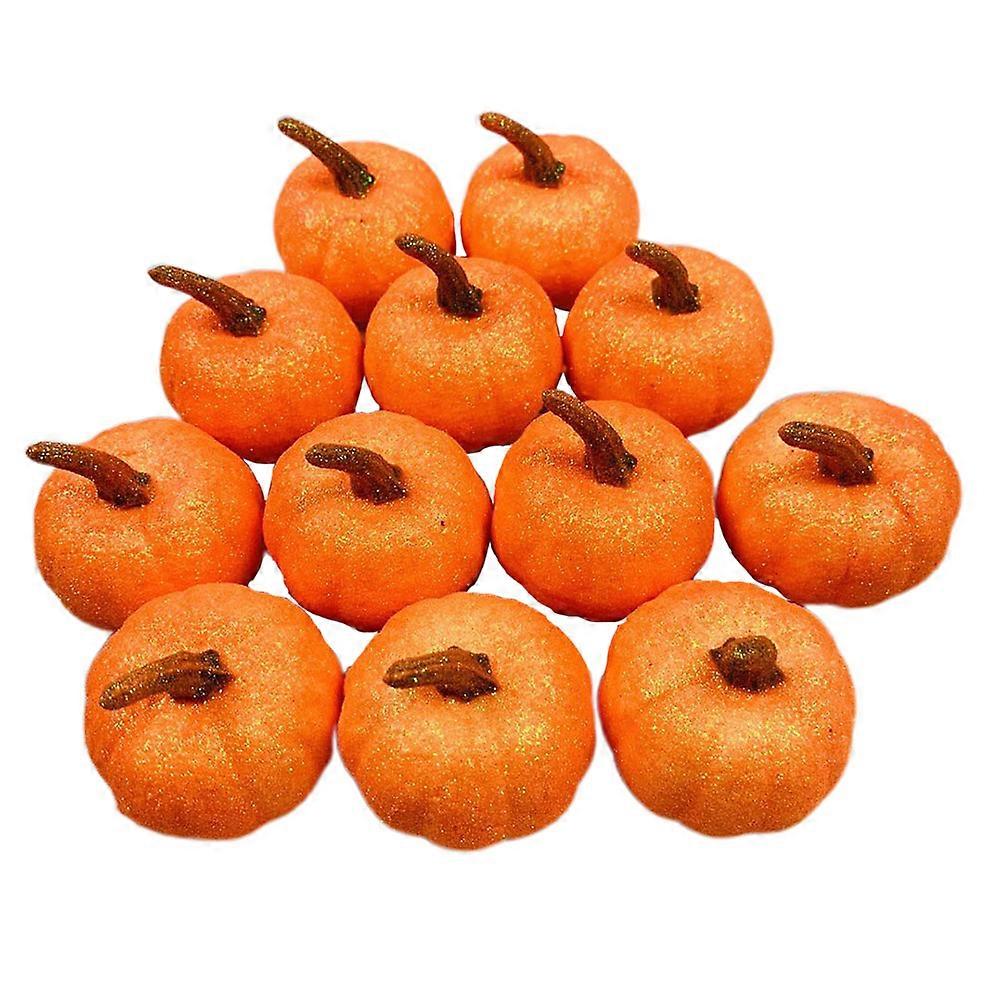 Pumpkins For Table Decor Orange Simulation Pumpkin Haunted House Stage Lightweight And Practical 12Pcs
