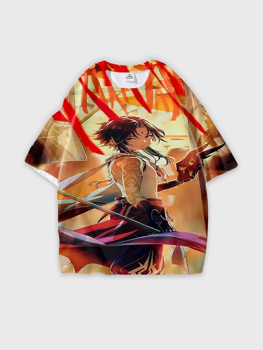 T-shirt round neck Role Pattern loose short sleeve D279