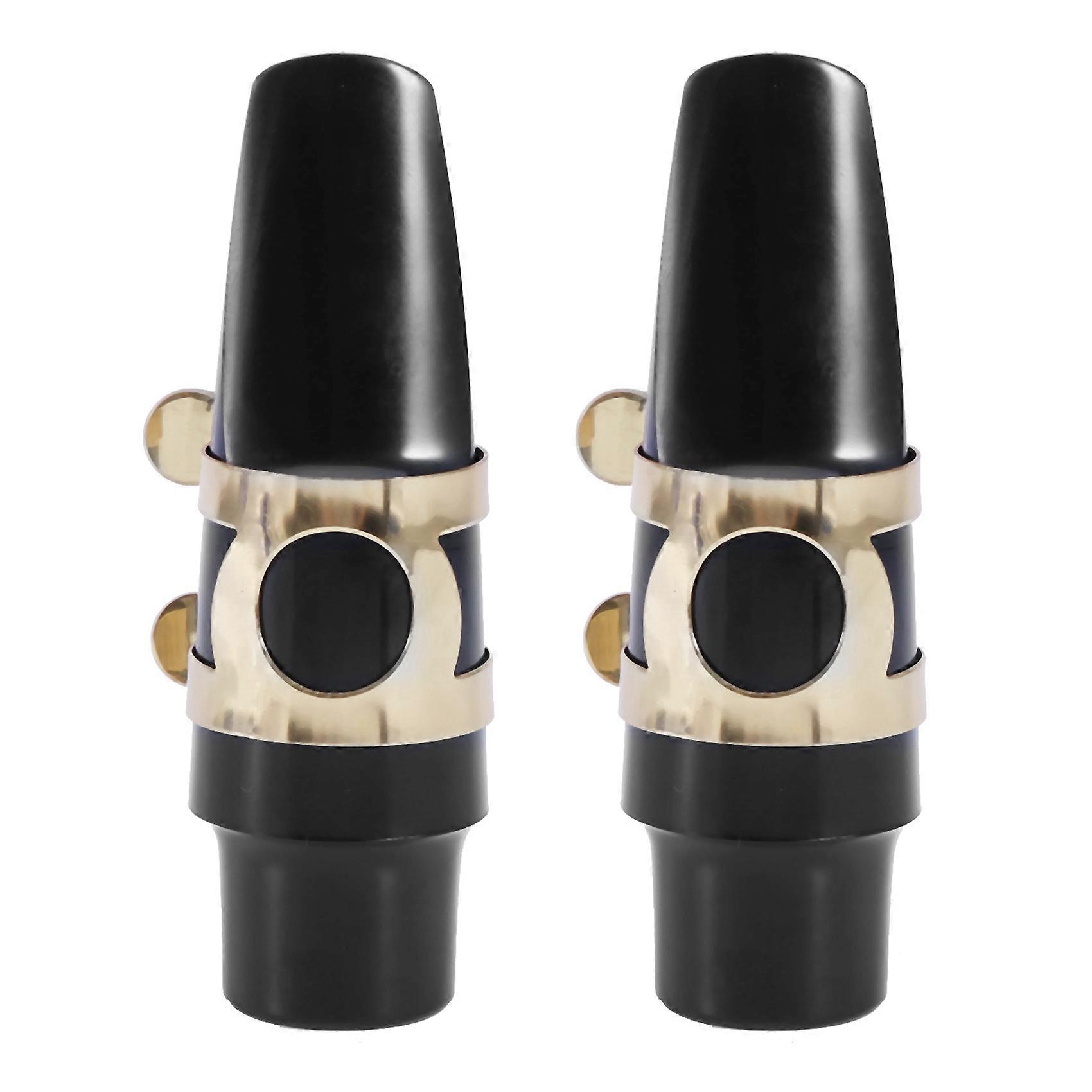 2X Alto Sax Saxophone Mouthpiece Plastic with Cap Metal Buckle Mouthpiece Patches Pads Cushions