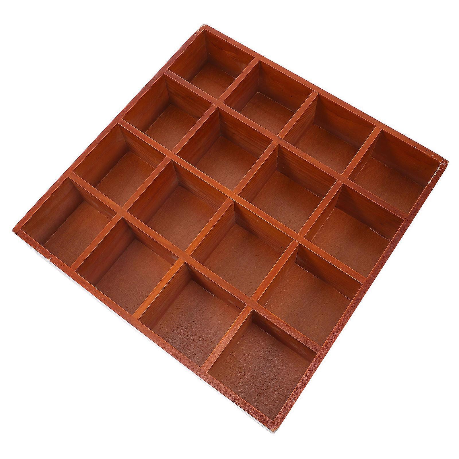 가정 정리 및 장식을 위한 16개의 구획이 있는 갈색 목재 큐비 디스플레이 선반