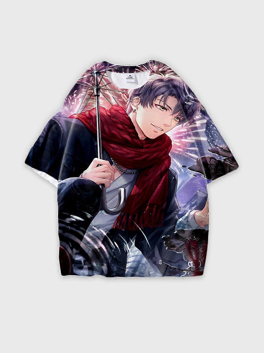 T-shirt round neck Role Pattern loose short sleeve E3727