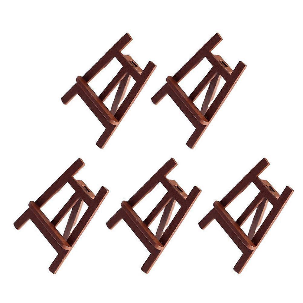 5 Pcs Mini Wooden Easel for Dollhouse Decor, Micro Landscaping Miniature Display Stand with Wear Resistant Surface for Photo Props and Home Scene