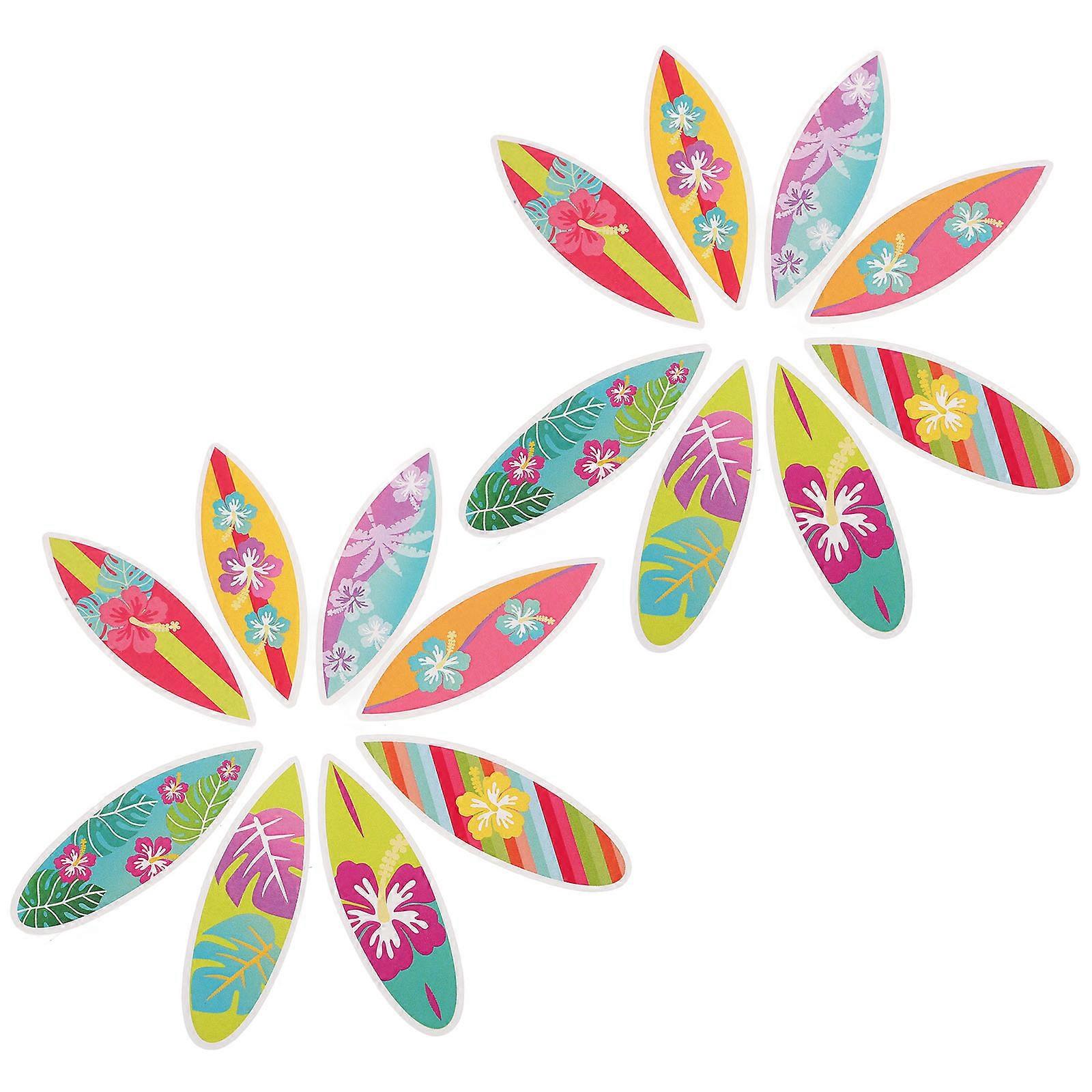 16pcs Pool Party Beach Cupcake Toppers Surfboard Cake Picks