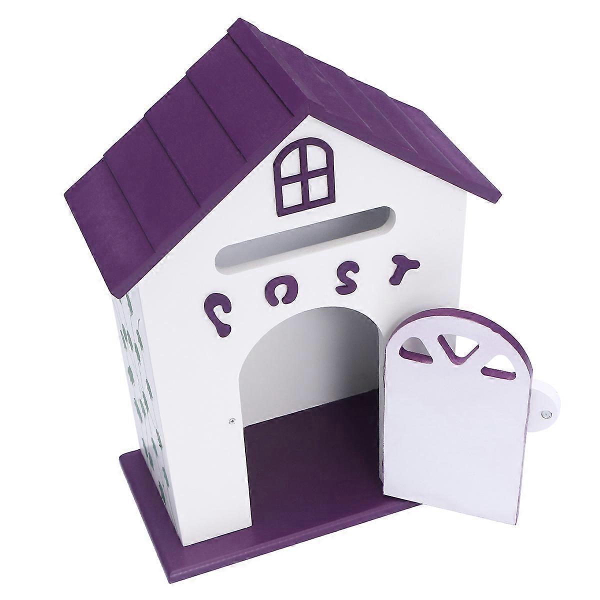 Bird House Shape Mailbox for Home Use in Purple Color Designed for Mail Storage 1Set