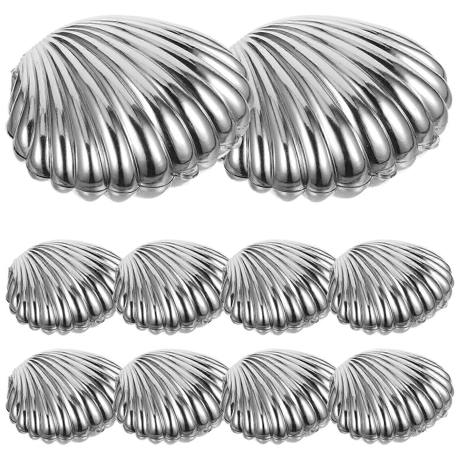 Creative Silver Shell Shape Candy Boxes Perfect For Storage Of Small Gifts And Candies Available In 10Pcs For Various Occasions