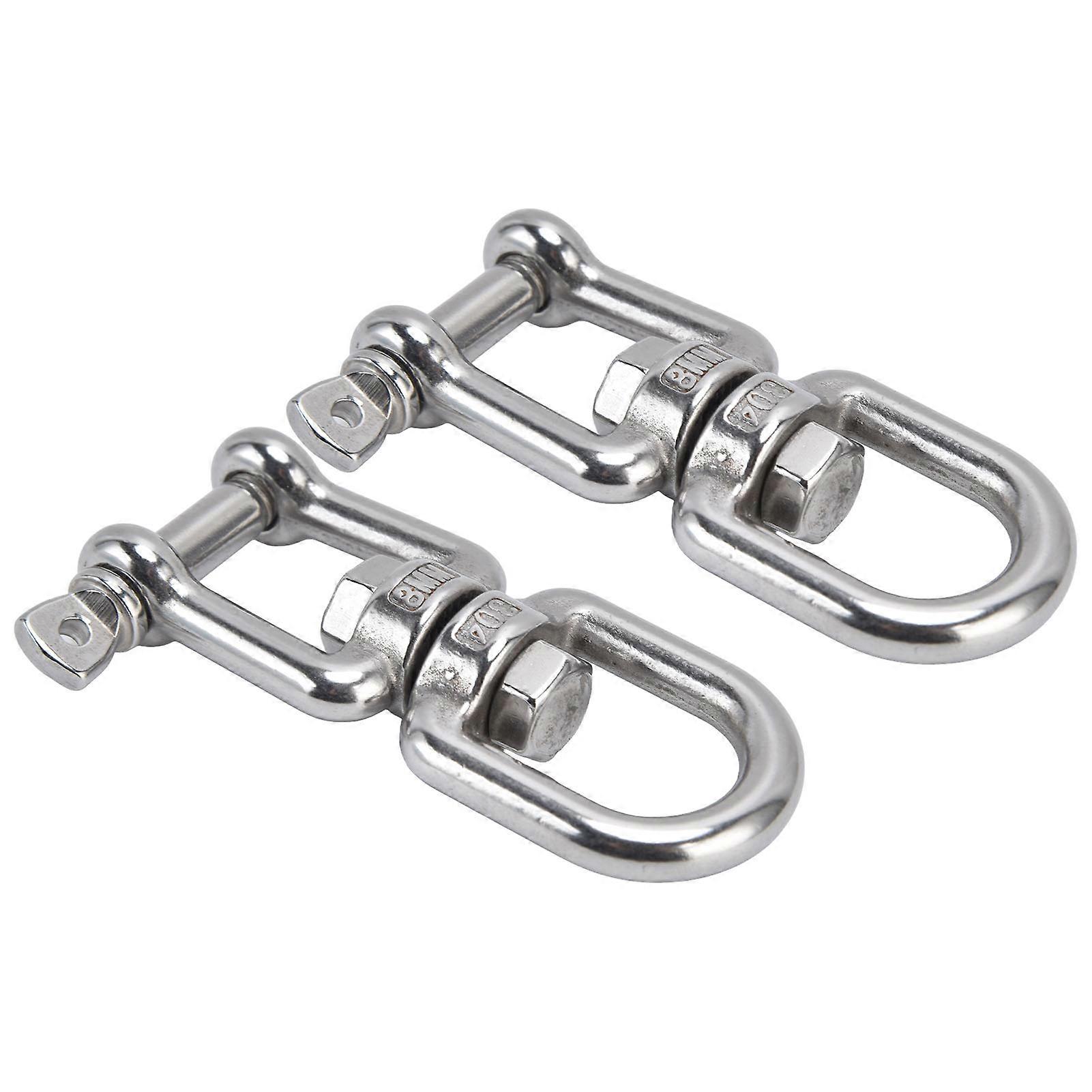 2Pcs 8mm 360° Rotating Ring Snap 304 Stainless Steel OX Detachable Chain Shackle Hooks