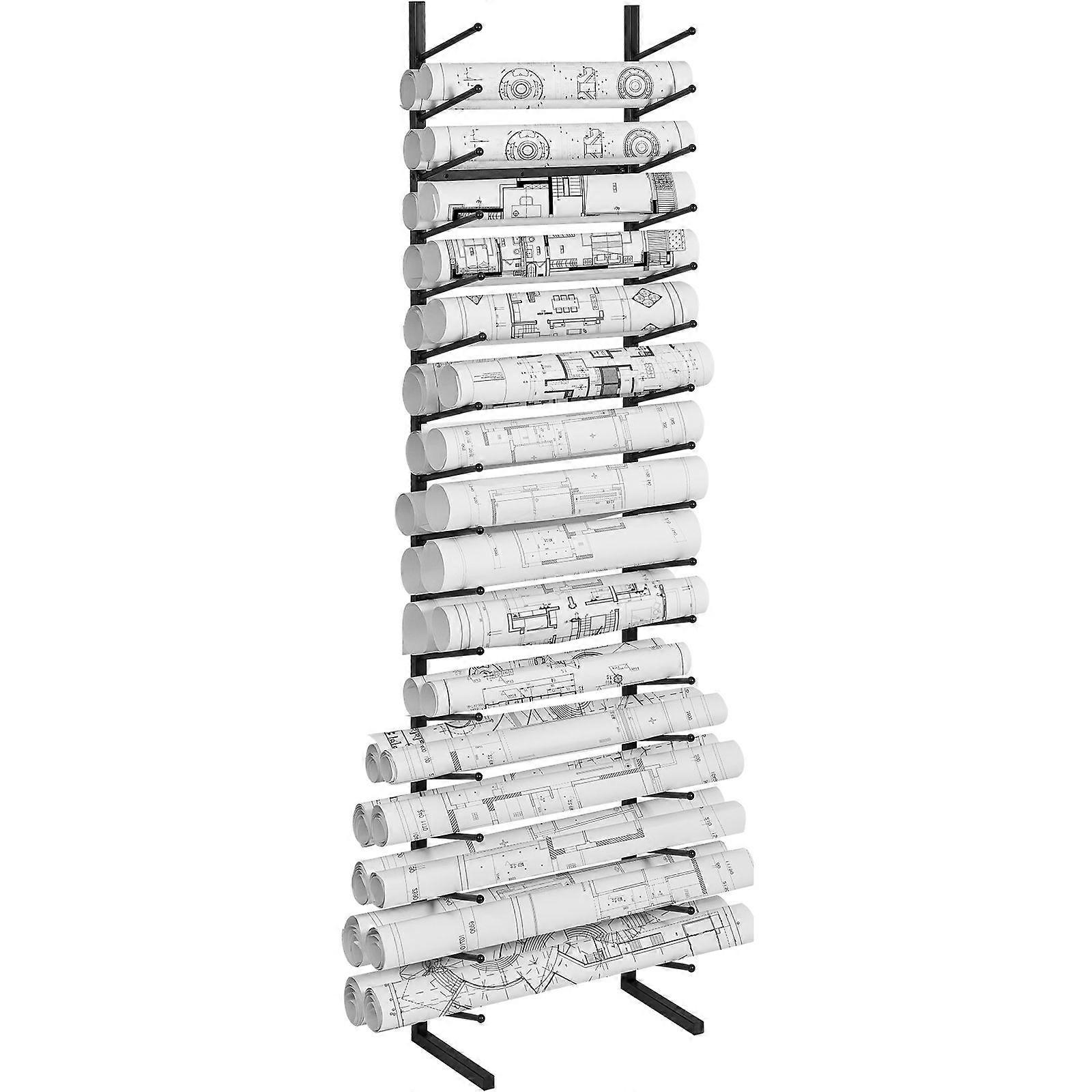 Blueprint Storage Rack, 16-stöckig, vertikaler Blueprint Roll File Holder 2 Rollen/Reifen, Roll File Storage Rack für Blueprint Map Poster
