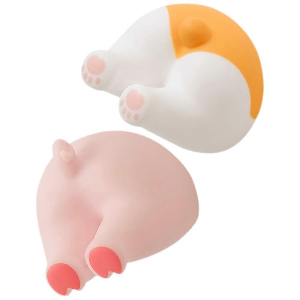 Cartoon Animal Butt Hook Self Adhesive Toothbrush Holder Wall Decor Easy Install No Drilling Needed for Bathroom Storage 2 Pack