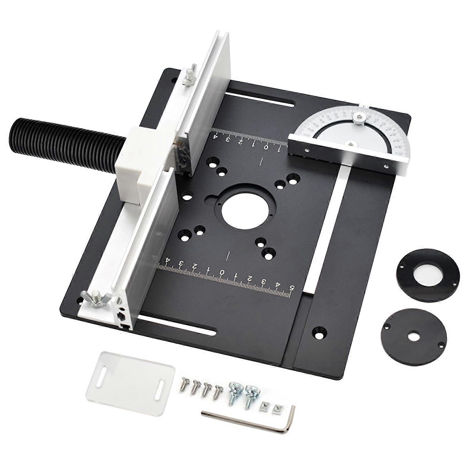 Router Table Insert Plate, Aluminum Router Table for Woodworking with Rear Fence and Angle Ruler, Benches, Router Table , Black