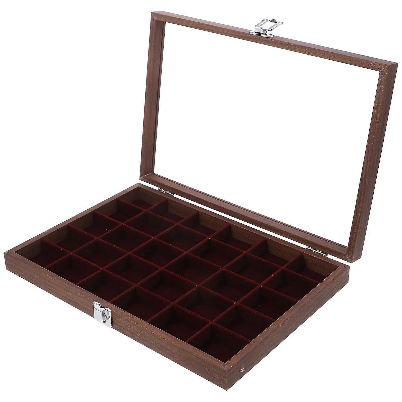 Spice Storage Box With Lid Wooden Tea Bag Holder For Home Decor 13.9×9.6×2.1in Organization 1Pack