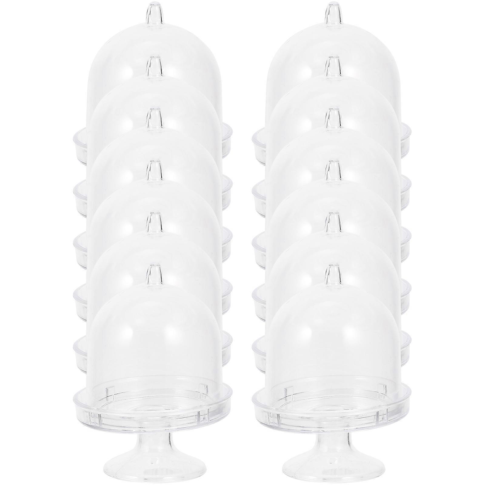 Mini Cake Cover Decor 12Pcs Transparent Plastic Tiny Dome for Perfect