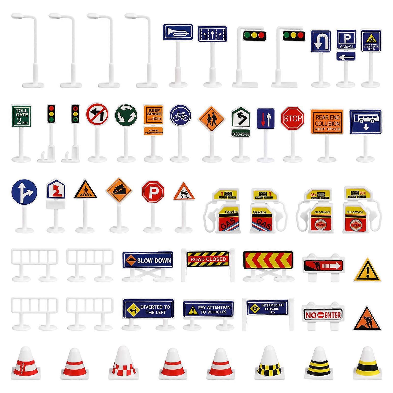 56 Pcs Traffic Signs Set for Children's Play