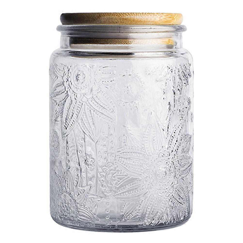 Transparent Glass Jar with Bamboo Cover for Storage Use 1PC Sealed Bottle