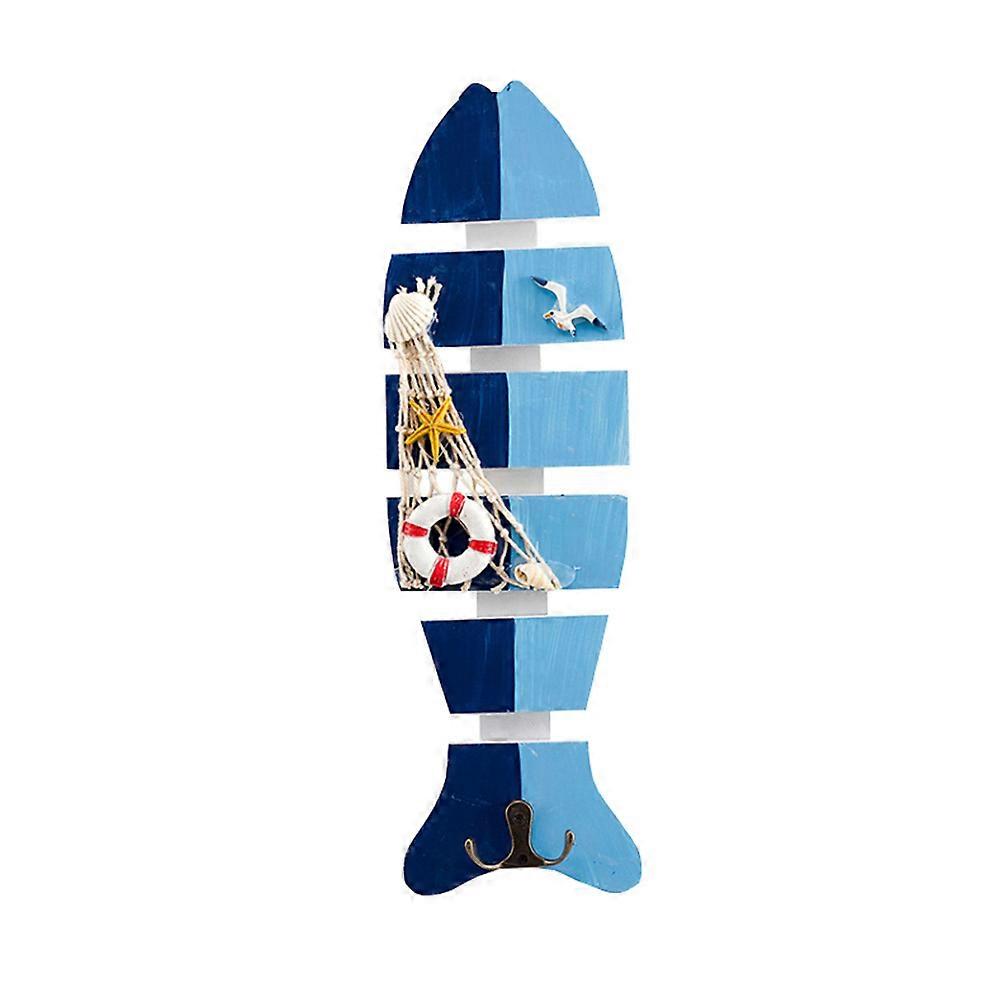 Coastal Hanging Rack With Fish Shape Design Perfect For Home Organization 34X10CM 1Pcs