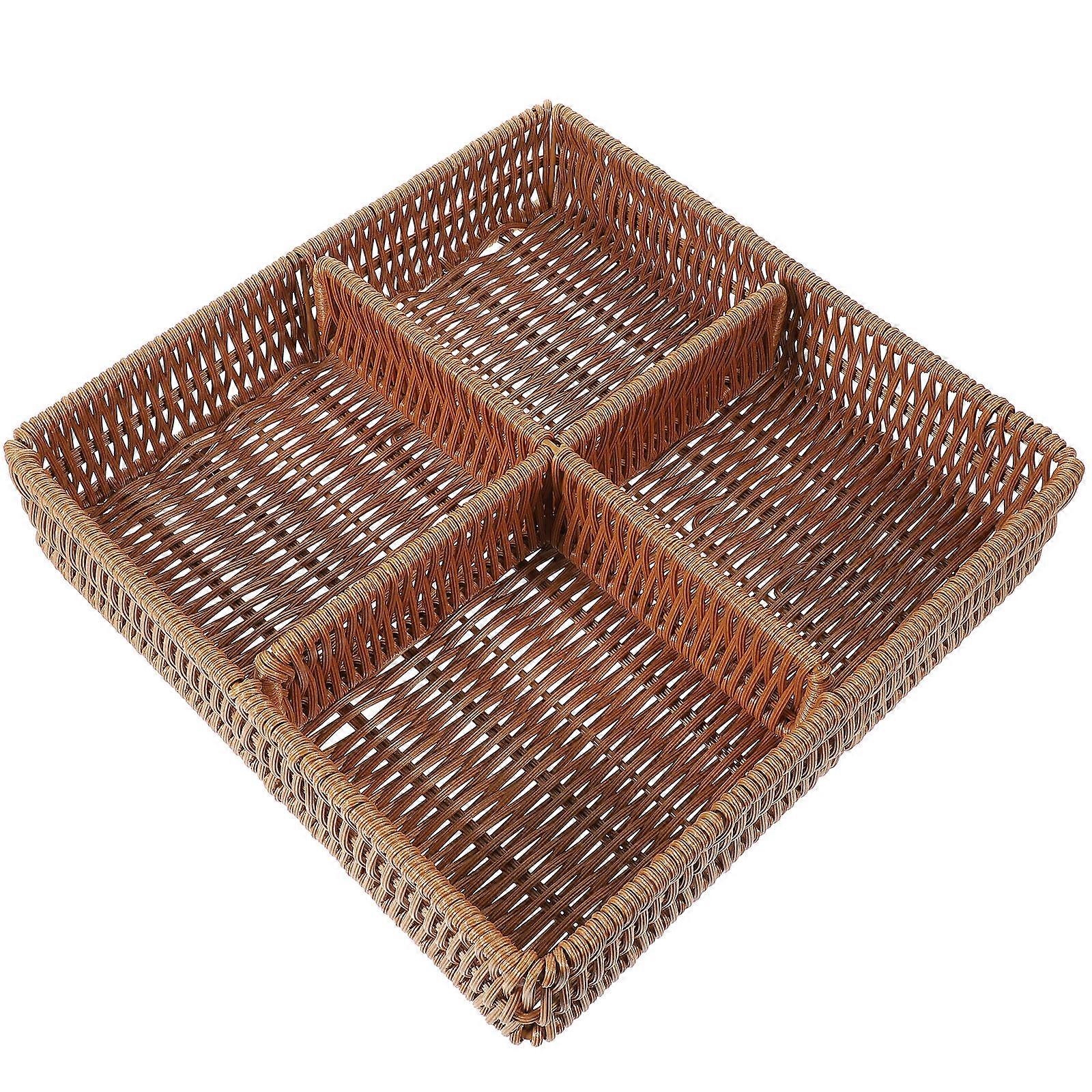 Light Brown Woven Storage Basket for Decor Ideal Desktop Organizer with Natural Look 12.5x7.5x5 Inches