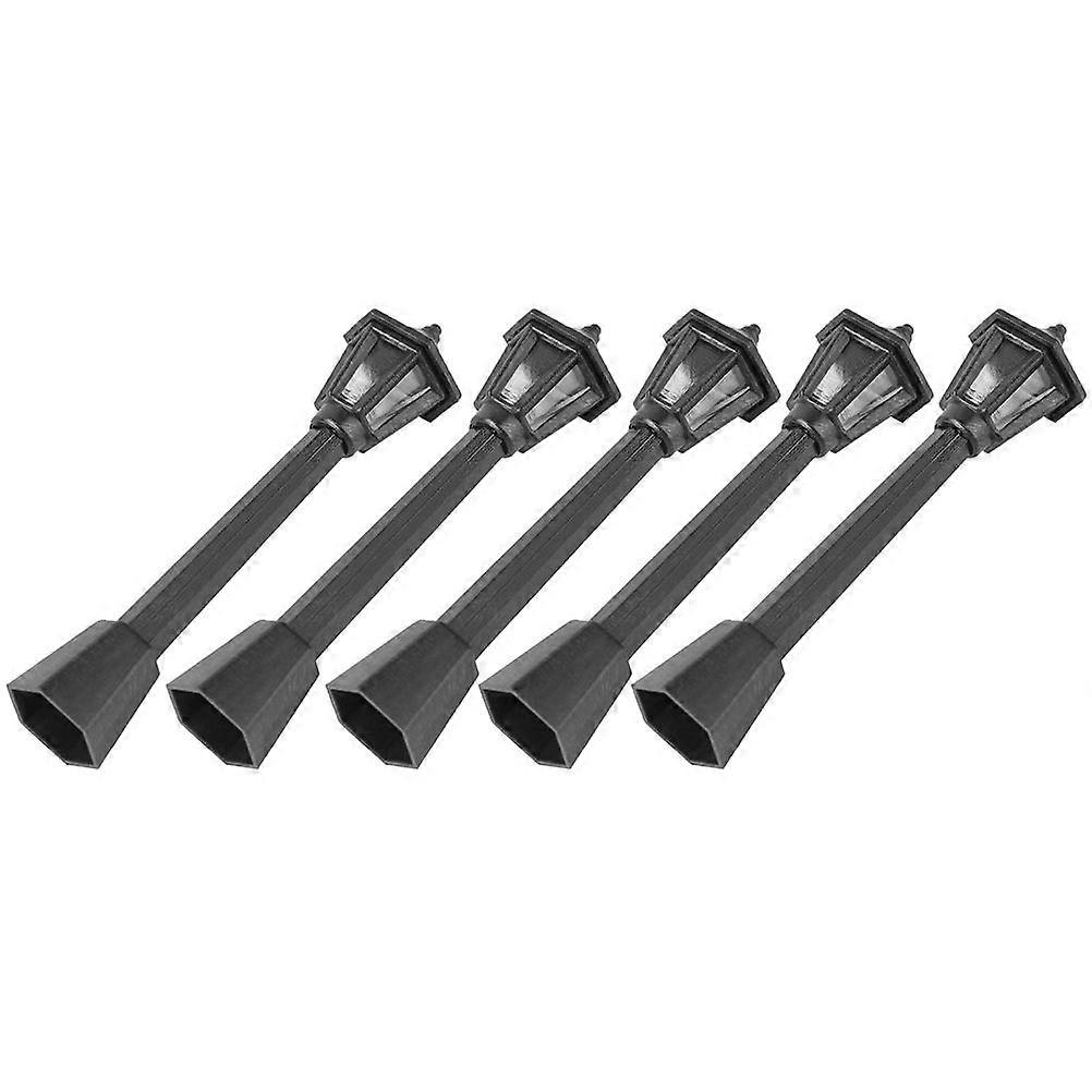 5 pcs mini lampadaires modèle lampadaire simulé pour la décoration résine noire 3 pouces