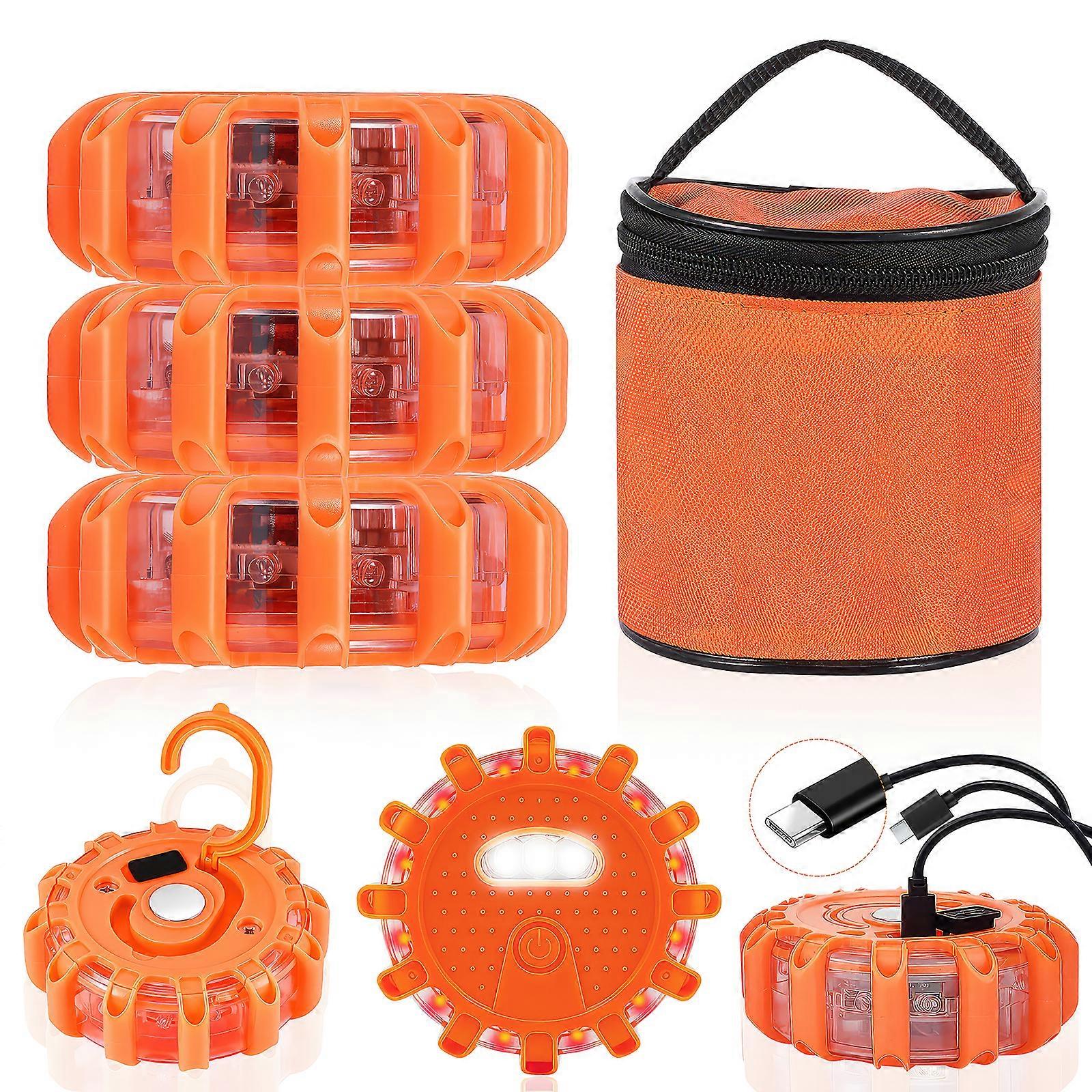 3PCS USB-C Rechargeable LED Road Emergency Light + 1 Triple USB-C Cable