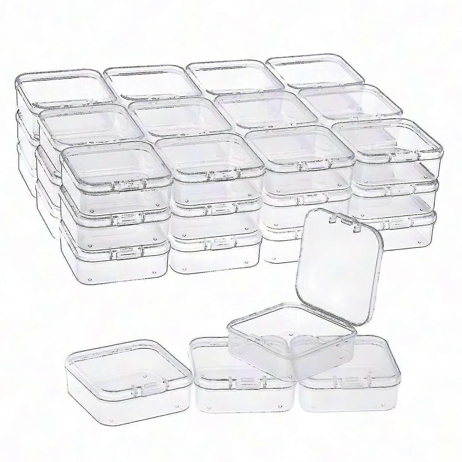 40 Pack Clear Plastic Beads Storage Box with Hinged Lid for Small Items, Diamonds & Crafts