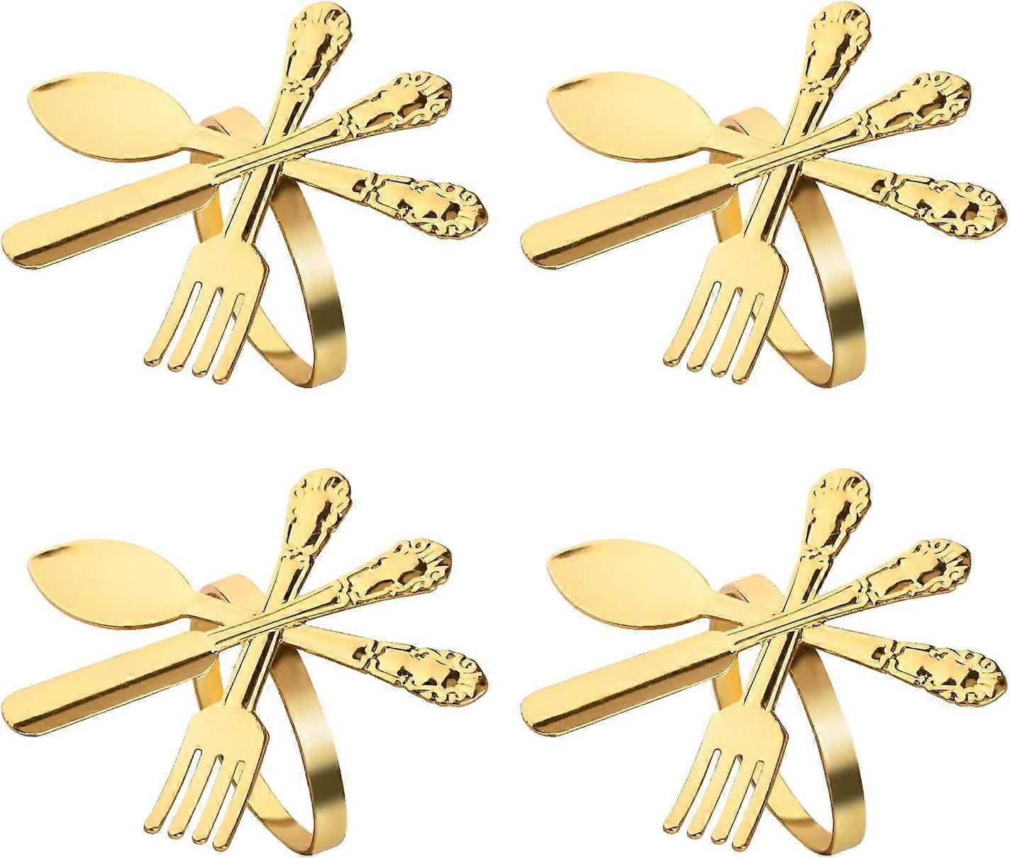 4 Gold Napkin Rings - Alloy Tableware Holders