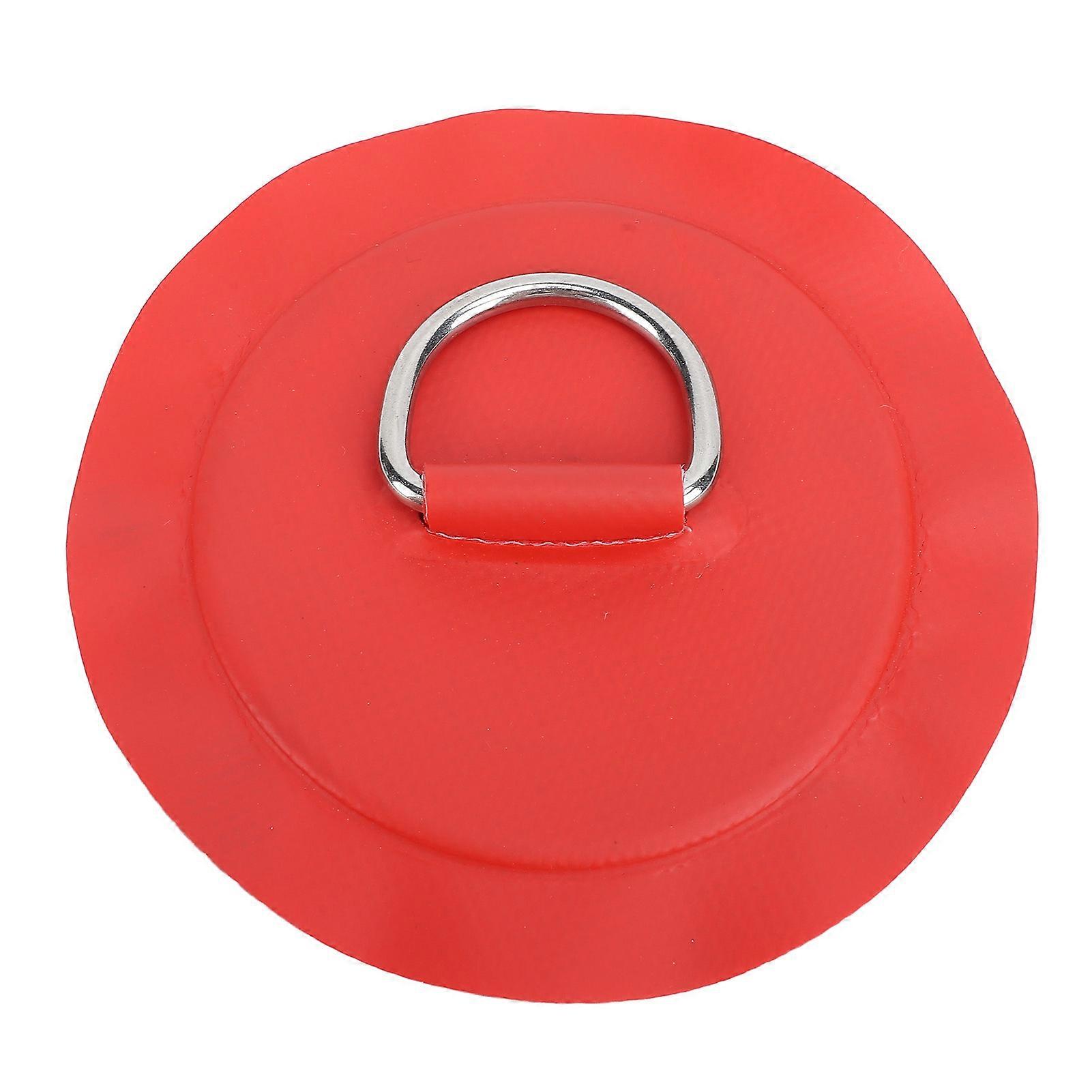 Circular D Ring Patch Red for Kayak Dinghy Inflatable Boat Stainless Steel and PVC Material