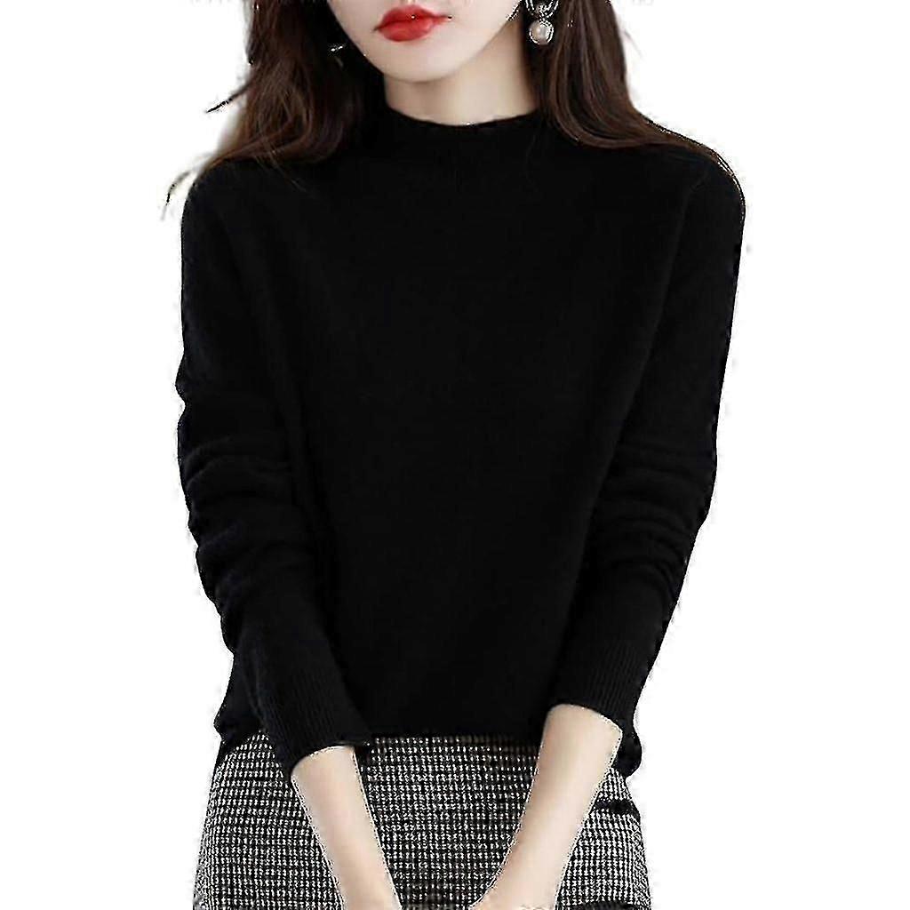 Kaşmir Kazak Kadınlar İçin% 100 Kaşmir Hafif Uzun Kollu Bisiklet Yaka Örme Kazak