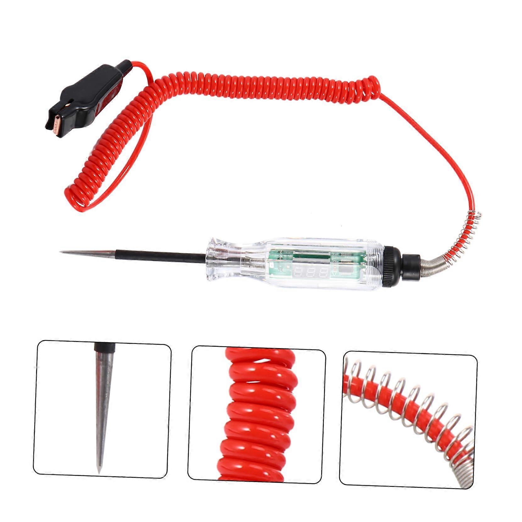 Digital LCD Automotive Circuit Tester - Low Voltage Probe with Ergonomic Grip, Durable Spring Cable for Car Electrical Diagnostics