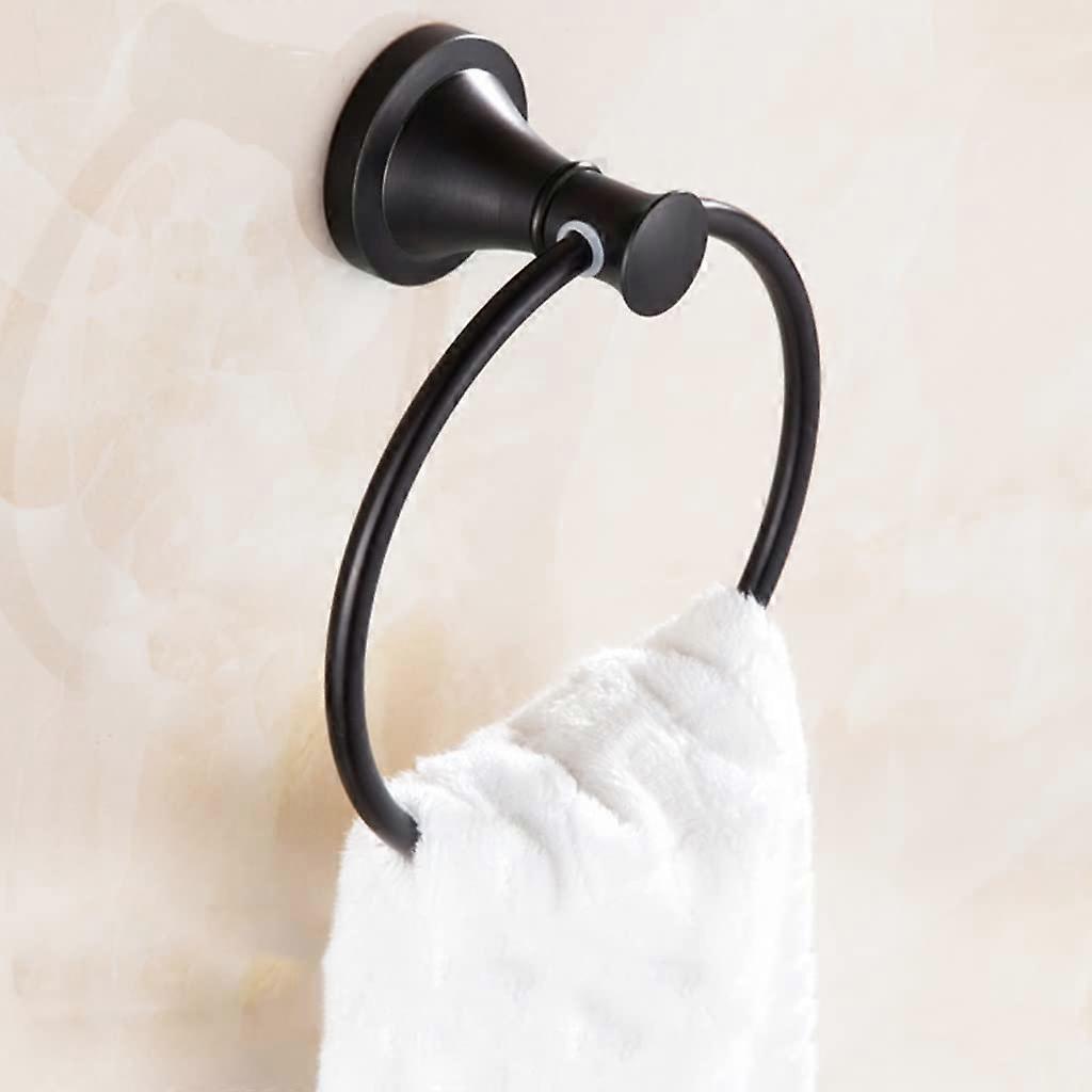 Modern Black Round Towel Holder - Wall-Mounted Towel Ring Set, Stylish American Bathroom Accessory for Elegant Home Decor