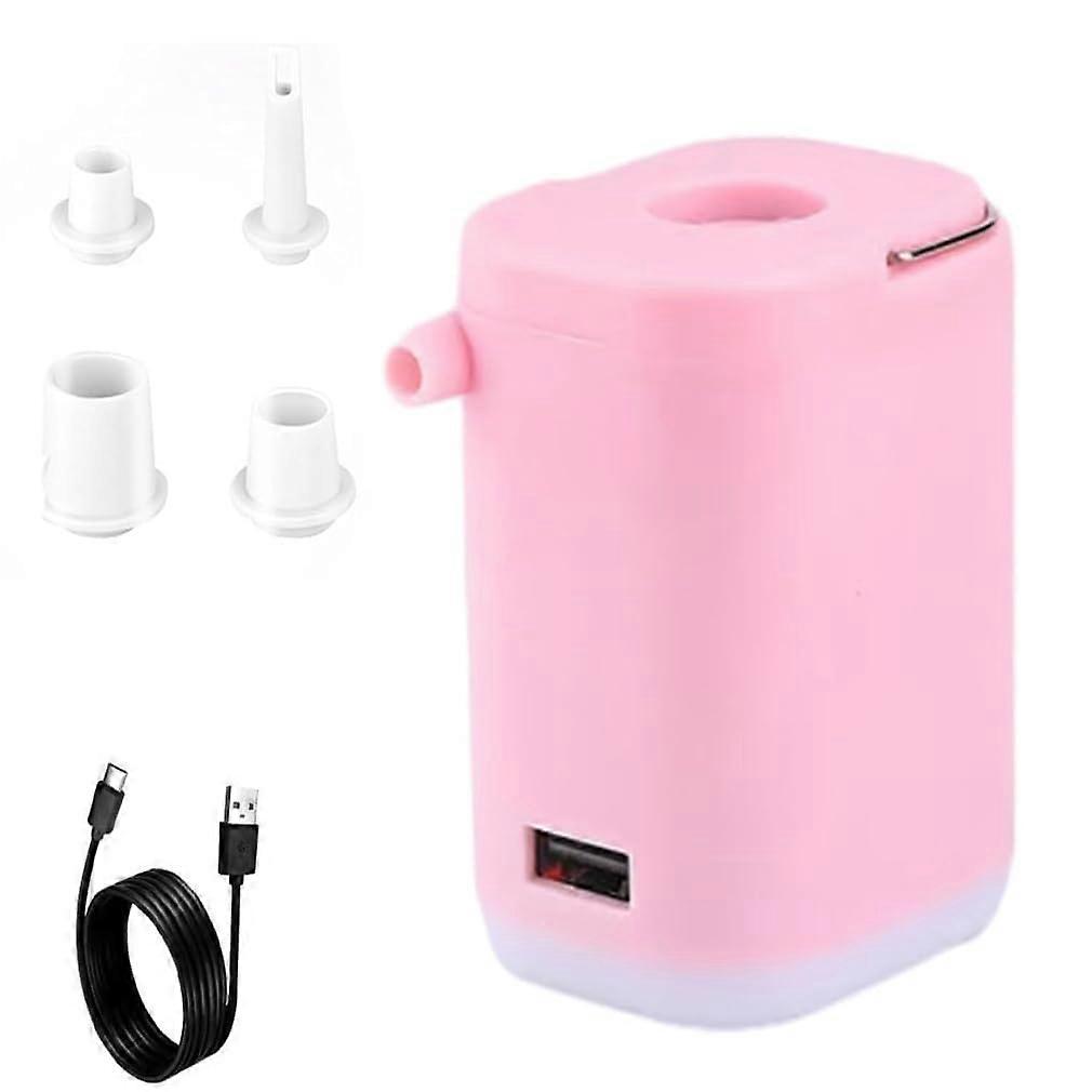 Slowowing Mini Portable Air Pump with Light, 4 in 1 Tiny Air Pumps, Camping Tent Light, MultiFunction Airpump Pink