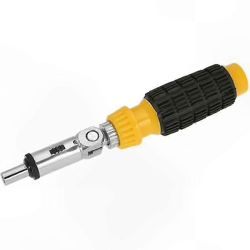 Hex Socket Ratchet Driver with Round Yellow Grip Handle