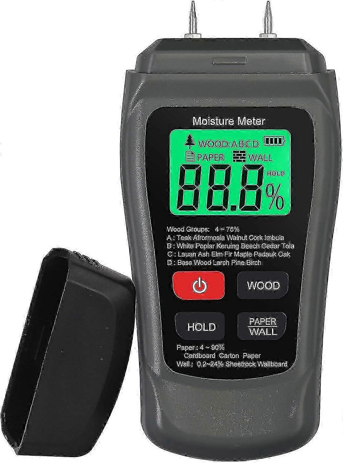 Μετρητής υγρασίας ξύλου 0-90% Μετρητής υγρασίας Ξύλο τοίχο χαρτί Ελεγκτής υγρασίας Ανιχνευτής ξύλου Υγρασία Μέτρηση καυσόξυλα χαρτόνι Δάπεδο τοίχου - γκρι