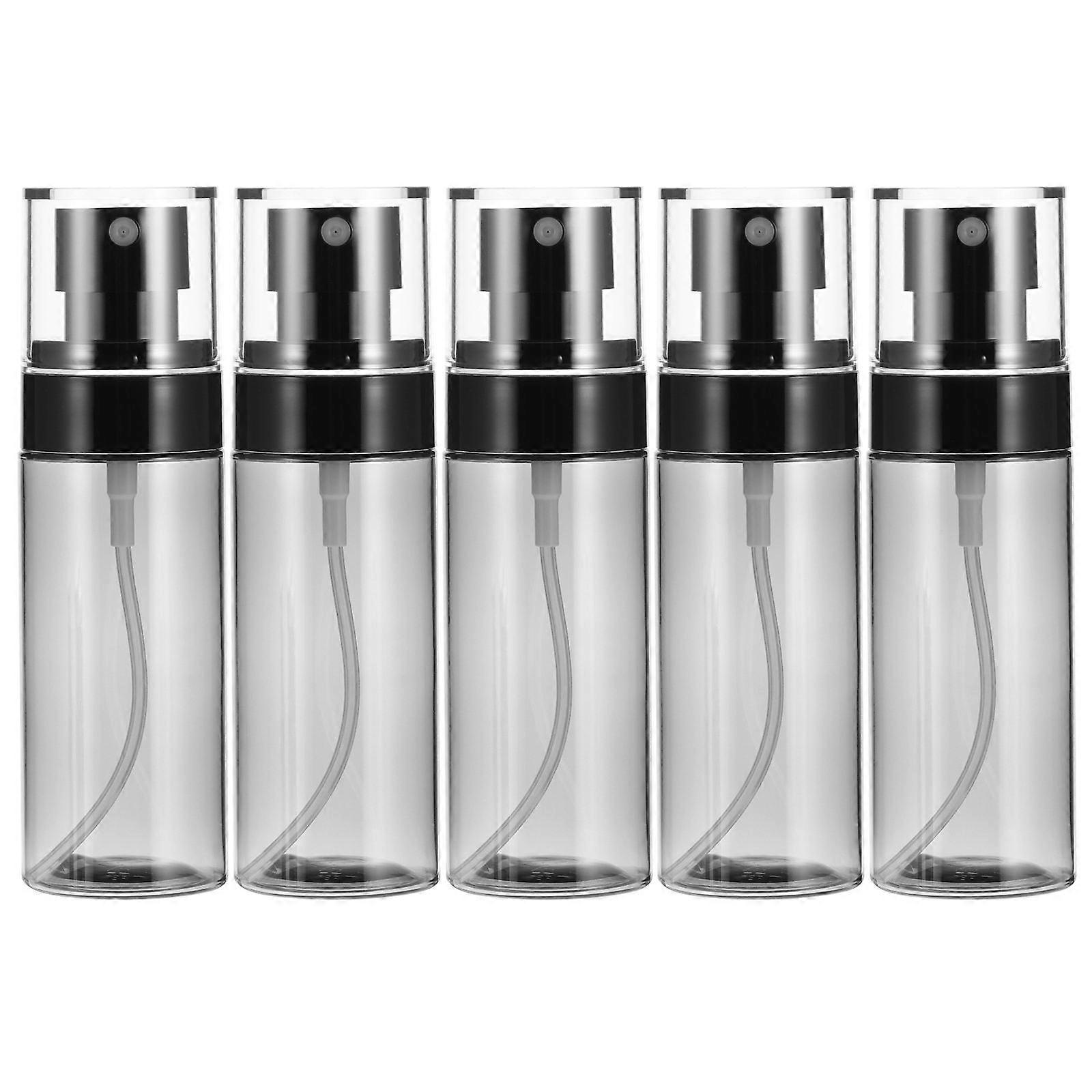 5pcs Reusable Semi Transparent Black Spray Bottles for Travel Perfume, Cosmetic, and Liquid Storage – Portable Plastic Dispenser Vials for Makeup and