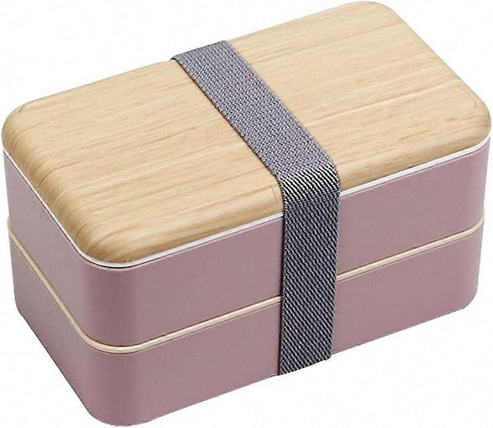 Lunch Box, Kids Bento Box, 800 Ml Bento Box With Double Layer Child Bento And Cutlery (Pink)