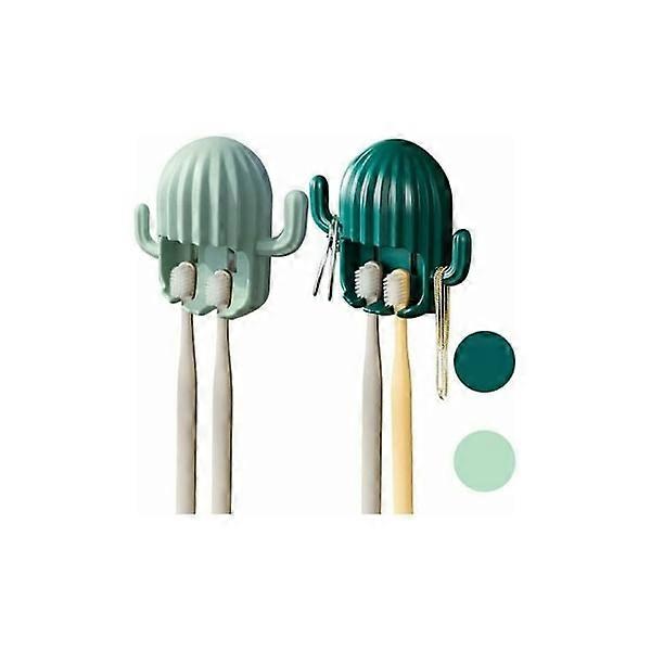 2-pack cactus toothbrush holder, no need to punch holes, storage magic tool