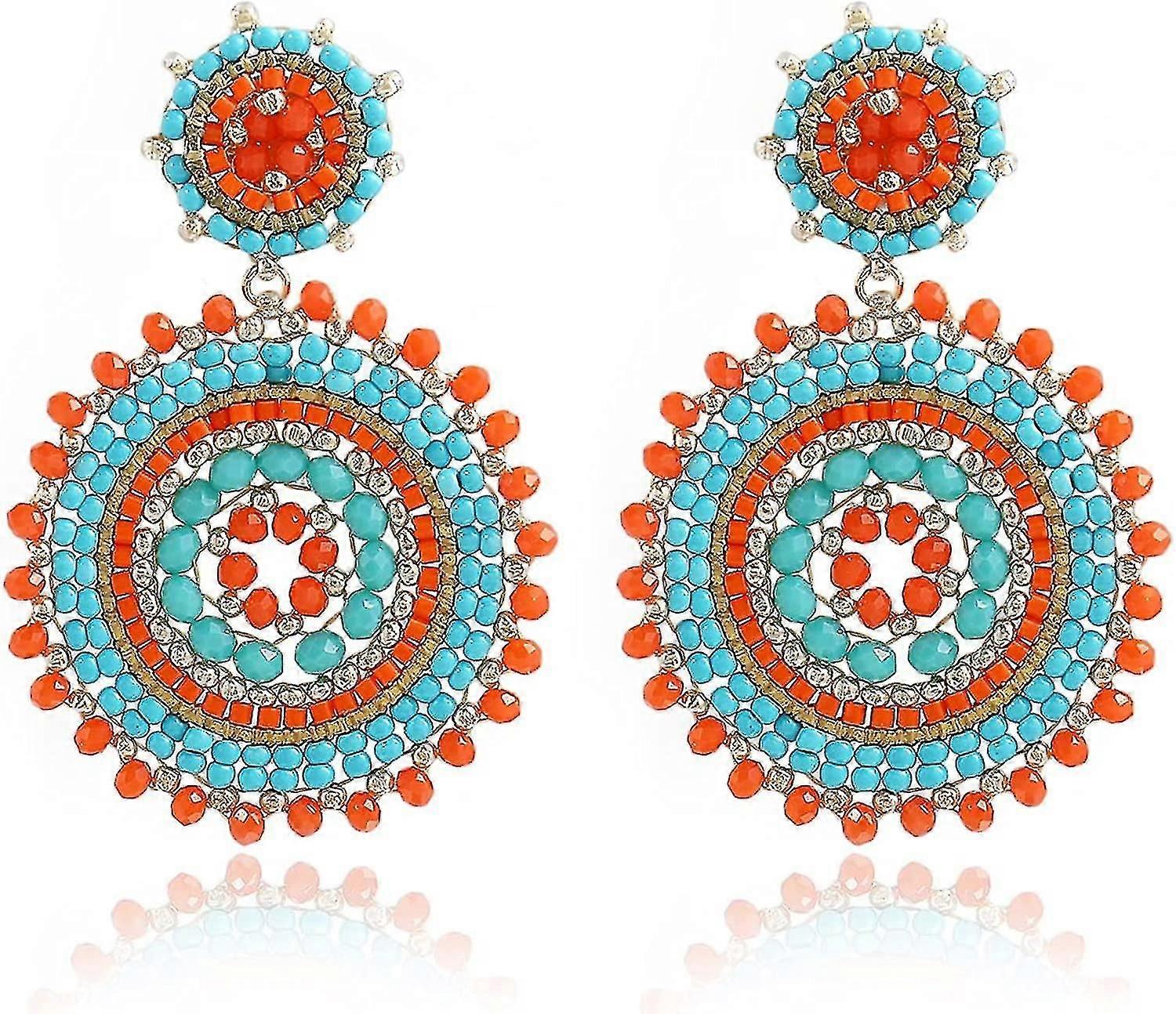 Färgglad Pärla För Kvinnor Sommar Strand Handgjord Pärla Bohemia Hoop Dangle