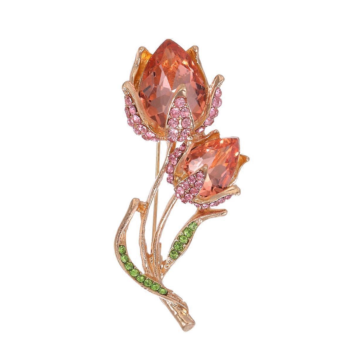 Crystal Flower Brooch Pins for WomenCrystal Tulip Flower Brooches For Women