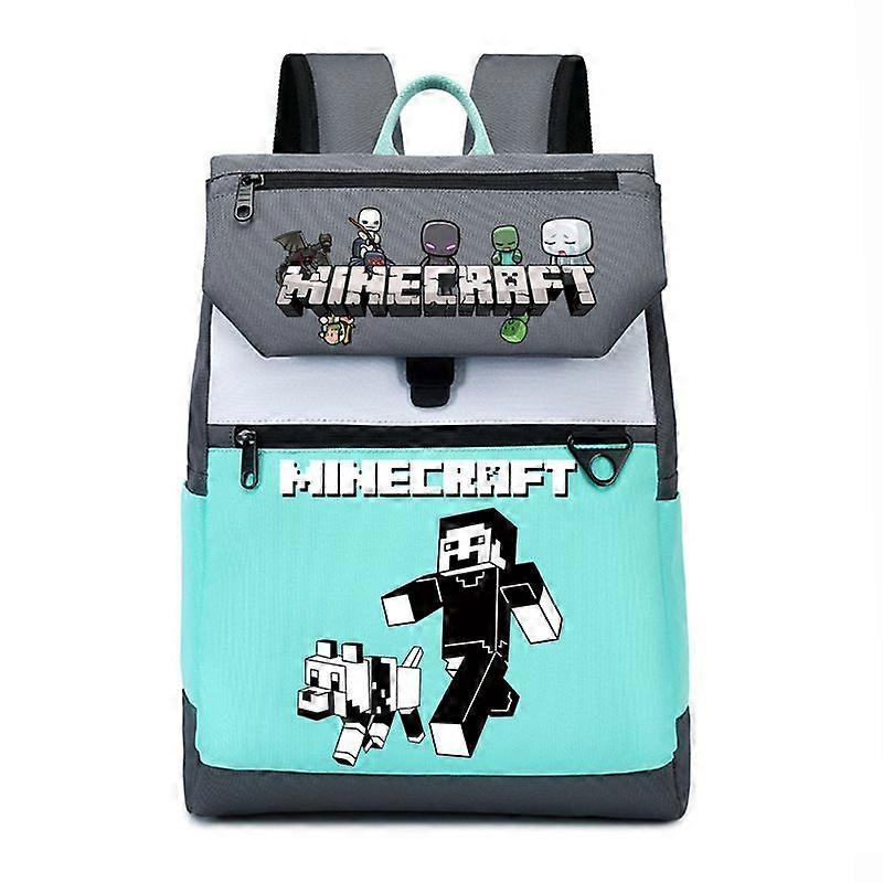 Minecraft student backpack, cartoon patterned backpack, children's backpack Style 19