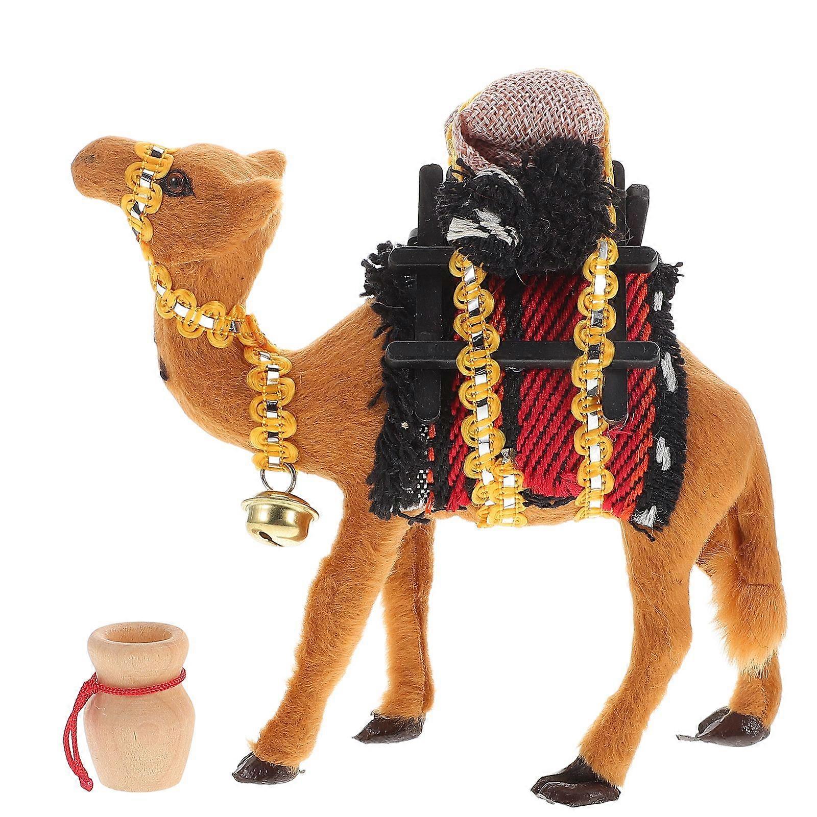 Realistic Camel Figurine Lifelike Camel Statue Camel Stuffed Animal Camel Sculpture Plush Cute Camel Doll Toy Camel Animal Model for Table Desktop Ani