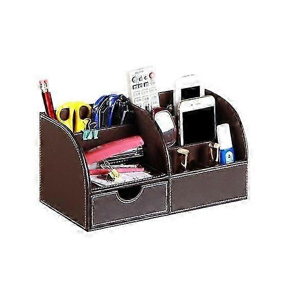 Leather Multi-function Desk Stationery Organizer Storage Box Pen/Pe...