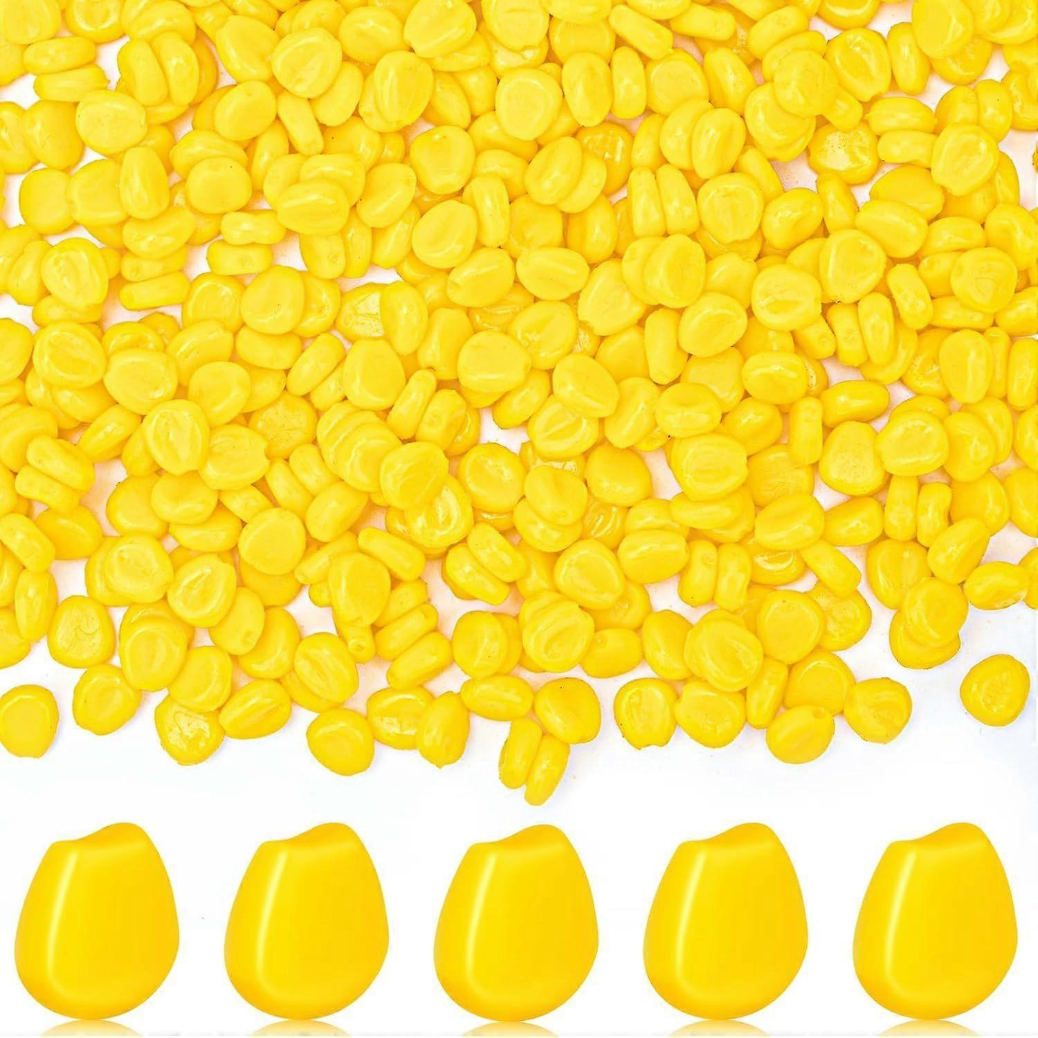 500pcs Floating Fishing Lures - SoftArtificial Baits with Real Corn Scent, Yellow Elastic