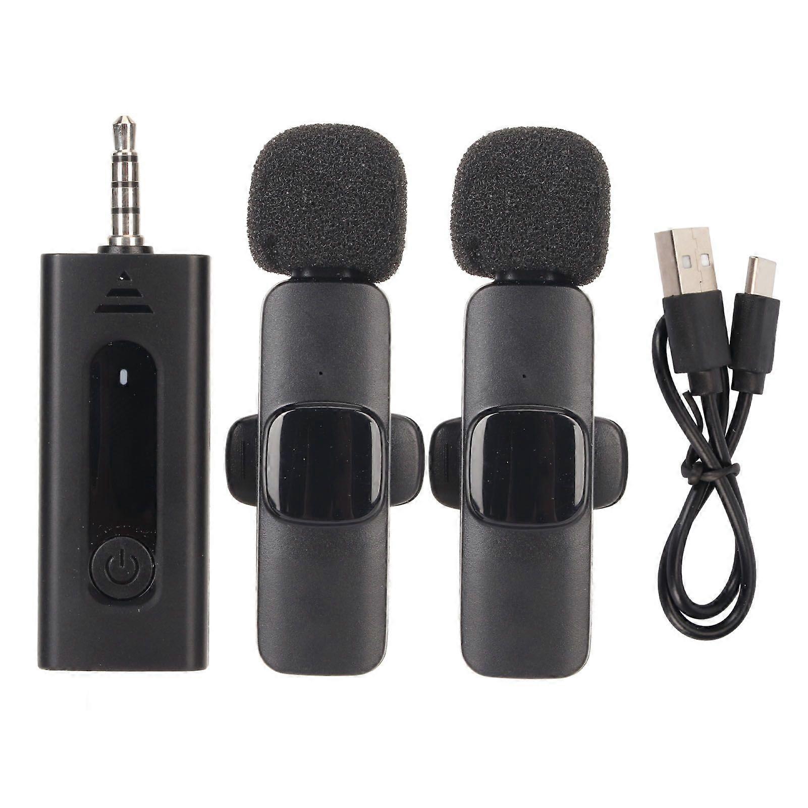 Wireless Lavalier Lapel Microphone 1 for 2 3.5mm Interface Noise Canceling Wireless Clip On Mic for Interview Meeting