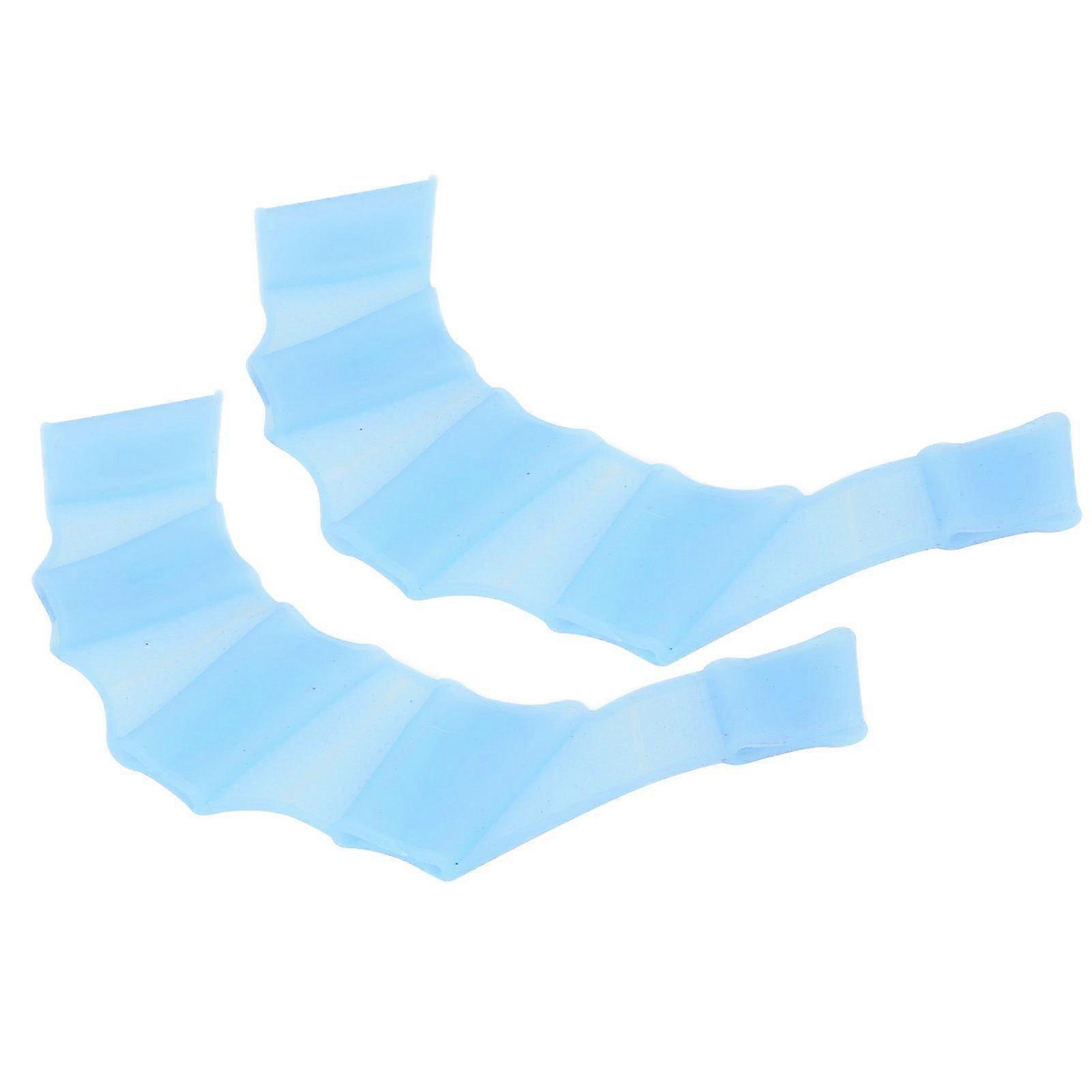 1 Pair Swimming Handcuffs Flippers Silicone Swimming Finger Webbed Gloves Swim Palm FingerBlue M
