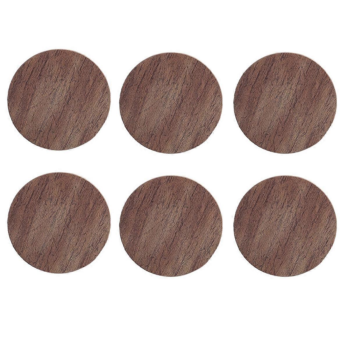 Set of 6 Wood Grain PU Leather Coasters Placemats Tea and Coffee Cups Cushions Home Bar Counter Insulated Rack Non Stick