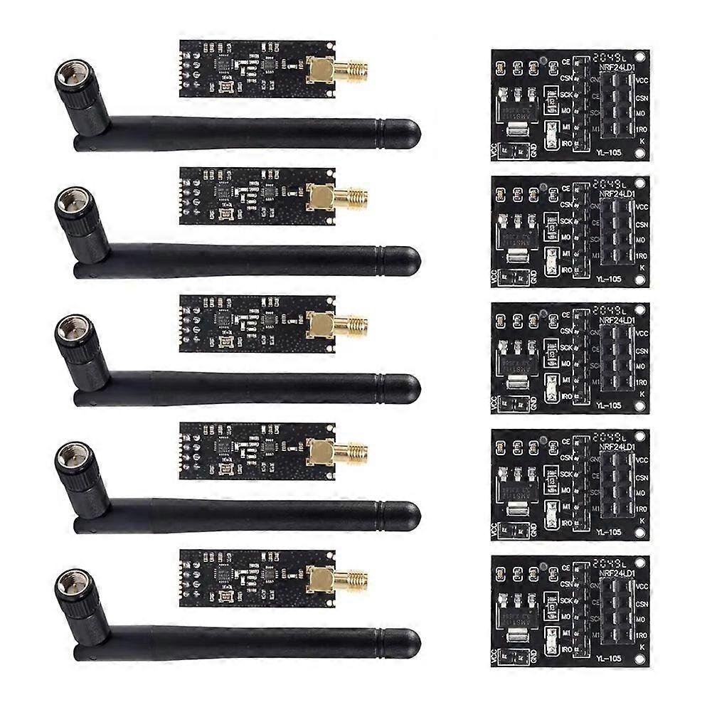 NRF24L01+PA+LNA Wireless Module with Antenna 1100 Meters Long Distance with NRF24L01 Wireless Module Adapter 5Set