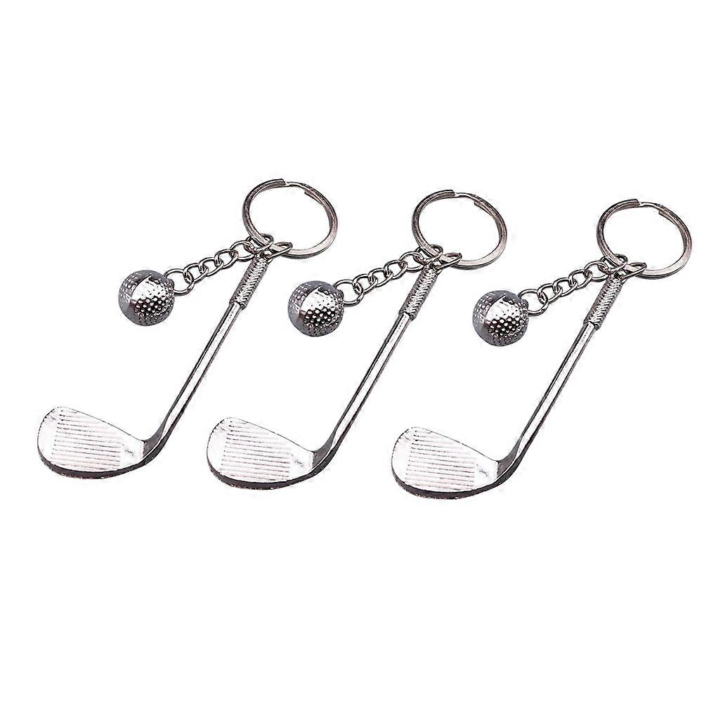 Silver Metal Key Chains with Club and Ball Charms for Sports Lovers 3 Pcs