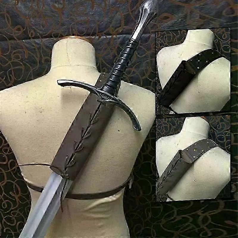Medieval Scabbard Sheath PU Leather Shoulder Back Sword Holder Adjustable Rapier Holder Larp Warrior Halloween Cosplay Costume